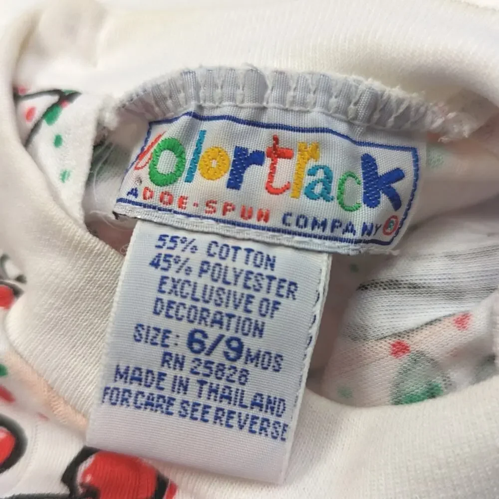 Vintage Doe Spun Bubble Baby Girls Size 6-9m Cherry Bib